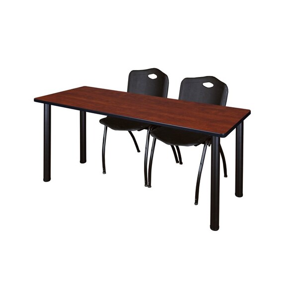 Kee Rectangle Tables > Training Tables > Kee Table & Chair Sets, 66 W, 24 L, 29 H, Cherry MT6624CHBPBK47BK - main